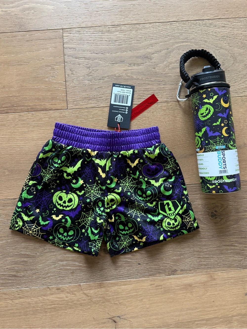 Baseball Lifestyle 101 - Spooky SZN Youth Shorts and FrostBuddy Bottle - NWT